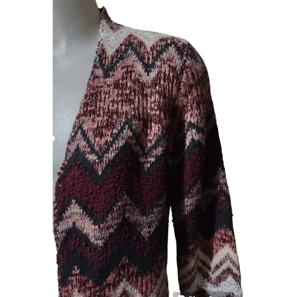 Hannah Cardigan Women's XL Open Front Long‎ Duster Colorful Sweater Side Slits